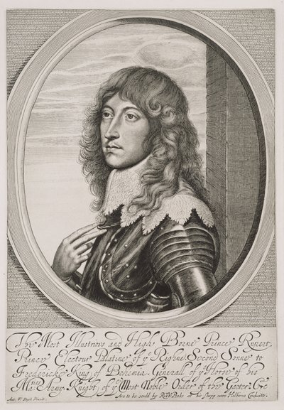 Portrét prince Ruperta (1619-82) hraběte Palatina z Rýna a vévody bavorského, vyryl William Faithorne (1616-91) od Anthony van Dyck