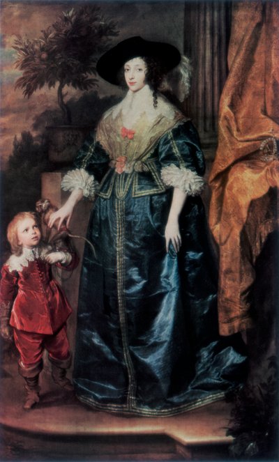Královna Henrietta Maria a její trpaslík Sir Jeffrey Hudson, c1633, 1927 od Anthony van Dyck