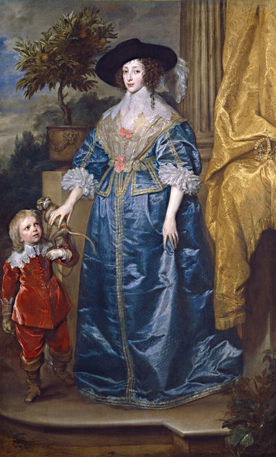 Královna Henrietta Marie se sirem Jeffreym Hudsonem od Anthony van Dyck
