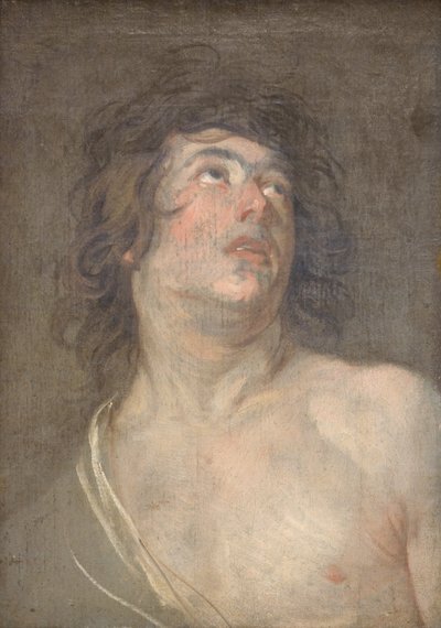 Studijní hlava mladého muže, který se dívá nahoru. Svatý Sebastian od Anthony van Dyck