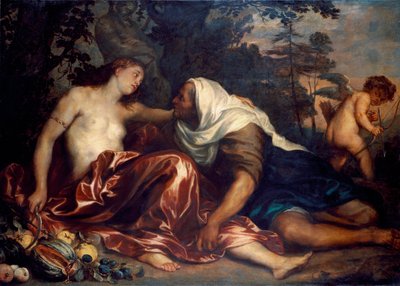 Vertumne a Pomone (Jupiter a Ceres): Vertumne, zamilovaná do nymfy Pomone, se přestrojí za starou ženu, aby se k ní přiblížila. Obraz Antonie Van Dycka (1599-1641) 1623-1625 Ne. 141x197 cm Genes, Galleria di Palazzo Bianco od Anthony van Dyck