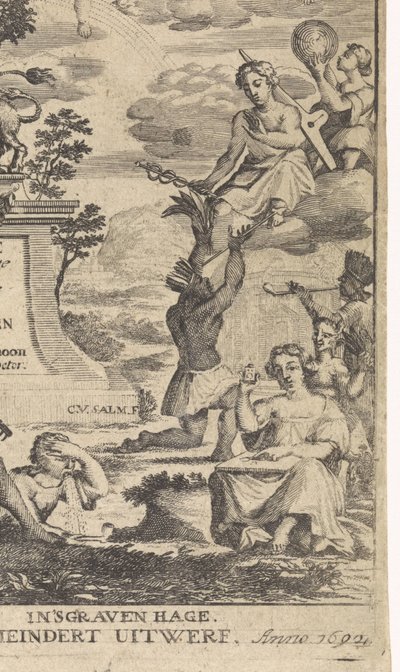 Alegorie botaniky Titulní strana pro: Theodorus Schoon, Skutečné cvičení a analýza rostlin, 1692 od Anthony van Zijlvelt