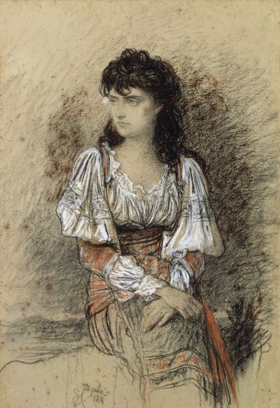 A Dressed Up Seasant, 1876 (akvarel a tužka na papíře) od Antoine Auguste Ernest Herbert or Hebert
