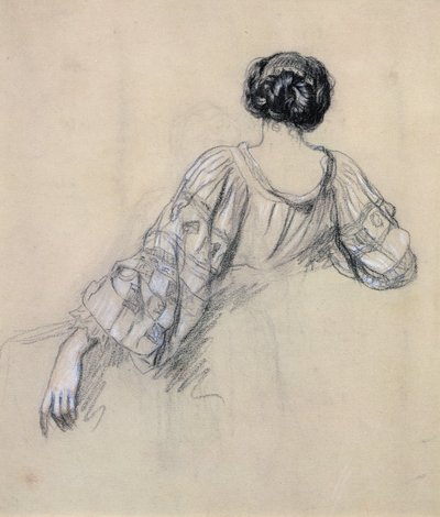 Back of a Young Woman (studie pro „La Malaria“) (křída na papíře) od Antoine Auguste Ernest Herbert or Hebert