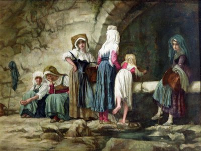 Rolníci u fontány od Antoine Auguste Ernest Herbert or Hebert