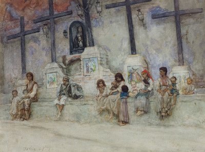 Kalvárie Ischia (akvarel na papíře) od Antoine Auguste Ernest Herbert or Hebert