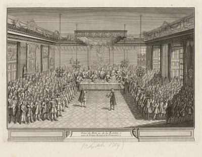 Výstavní hostina v rohovém parádním sále drážďanského paláce 3. září 1719 od Antoine Aveline