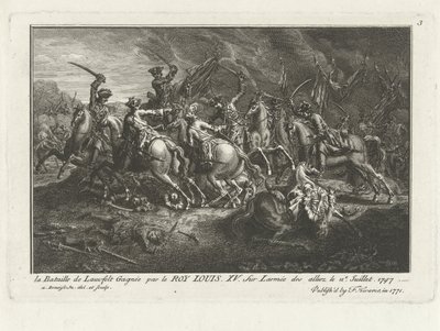 Pohled na bitvu u Lauffeldtu (Lafeld, poblíž Maastrichtu) dne 2. července 1747 během války o rakouské dědictví od Antoine Benoist
