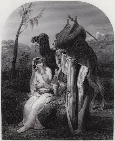 Rebeka přijímá Izákovy dárky (rytina) od Antoine Charles Horace Vernet