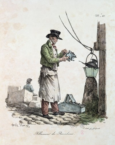 Lamplighter, vyrytý Francois Seraphin Delpech (1778-1825) od Antoine Charles Horace Vernet