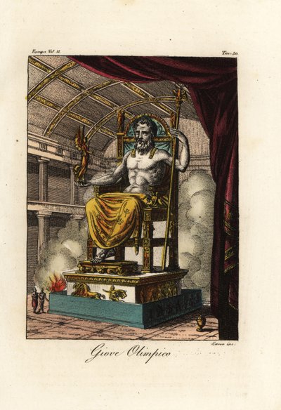 Socha Dia nebo Jupiter v Olympii, obří sedící postava od řeckého sochaře Phidias kolem roku 435 př.nl ve svatyni Olympie, Řecko od Antoine-Chrysostome Quatremère de Quincy