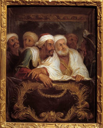 Marocký velvyslanec Mohamed Temin navštěvující show v lóži italské komedie v Paříži v únoru 1682 Obraz Antoina Coypela (1661-1722) 17. století Sun. 0,28x0,22 m od Antoine Coypel