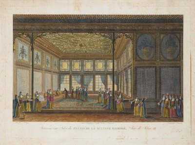 Interiér paláce princezny Hatice Sultan, nevlastní sestry sultána Selima III. 1810. od Antoine Ignace Melling