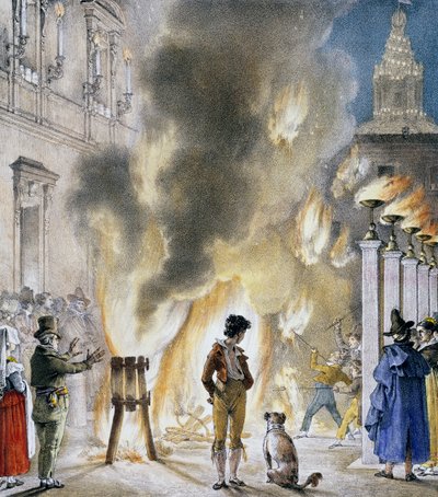 Malý ohňostroj v Palazzo Madama, Antoine-Jean-Baptiste Thomas (1791-1833), tisk převzat z Un an a Rome et dans ses environs (Rok v Římě a okolí). Itálie od Antoine Jean Baptiste Thomas
