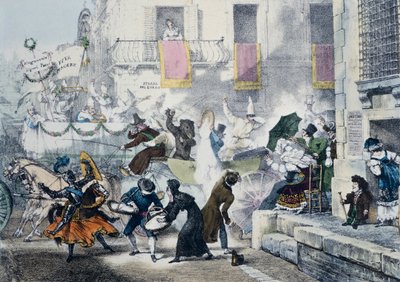Házení konfet během karnevalu v Římě, Antoine-Jean-Baptiste Thomas (1791-1833), Itálie od Antoine Jean Baptiste Thomas