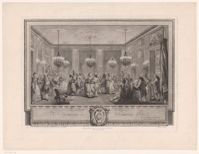 Marie Antoinetta: Královna módy: Ples v domě pana de Villemorien Společenský sál s tanečními páry Le Bal Paré (název na objektu) od Antoine Jean Duclos