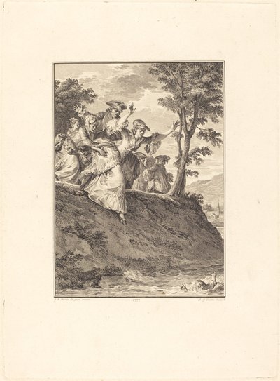 Spěchá za ním od Antoine Jean Duclos after Jean Michel Moreau
