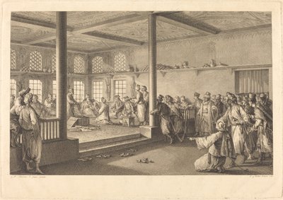 Přijetí Choiseul-Gouffiera v Hassan-Tchousch-Oglou od Antoine Jean Duclos after Jean Michel Moreau