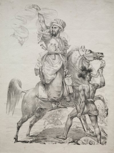 A Mameluke Chief on Horseback Signaling for Help, 1817. od Antoine Jean Gros