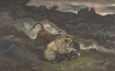 Bear Killing a Bull, 1810-75. od Antoine Louis Barye