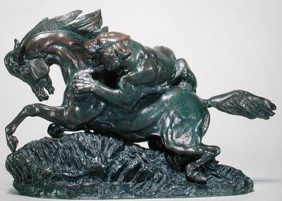 Kůň překvapený tygrem (bronz) od Antoine Louis Barye