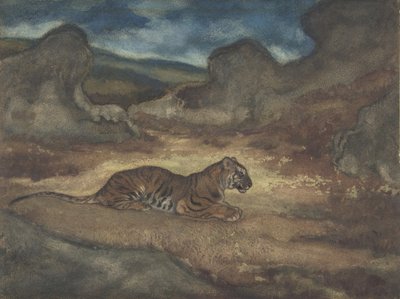 Tygr v krajině, 1810-75. od Antoine Louis Barye
