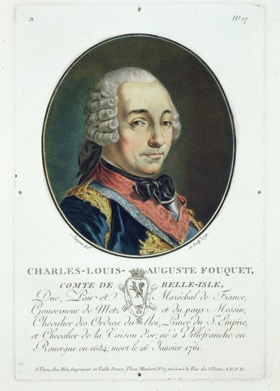 Charles-Louis-Auguste Fouquet (1684-1761) z „Portréty velkých mužů, slavných žen a nezapomenutelných předmětů Francie“, vydané v letech 1787-92 od Antoine Louis Francois Sergent Marceau