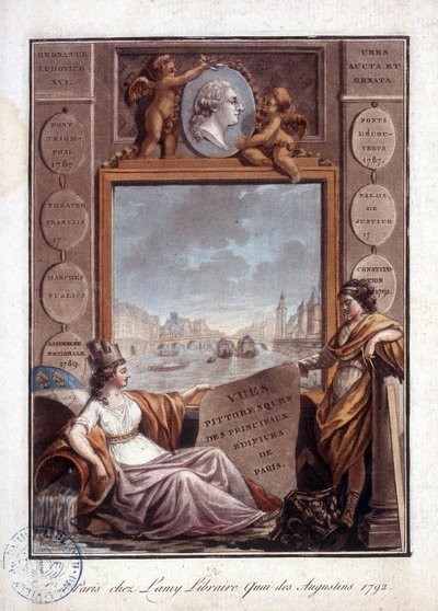 Paříž pohled z Lamy, Quai des Augustins knihkupectví od Antoine Louis Francois Sergent-Marceau