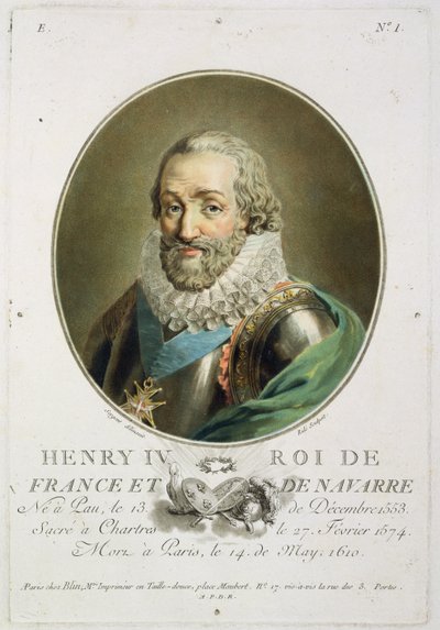 Portrét Jindřicha IV., krále Francie a Navarry (1553-1610), vyrytý Ridem od Antoine Louis Francois Sergent Marceau