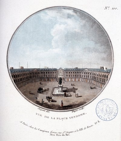 Pohled na Place Vendôme - v „“ Malebné výhledy na hlavní budovy Paříže““ od seržanta od Antoine Louis Francois Sergent-Marceau
