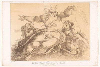 Stvoření Země z chaosu Bohem Le père eternel débrouillant le chaos (název na objektu) od Antoine Maurin
