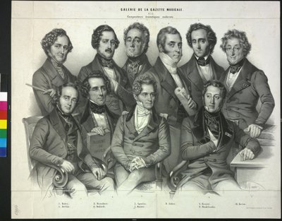 Skupina slavných skladatelů (litografie) od Antoine Maurin