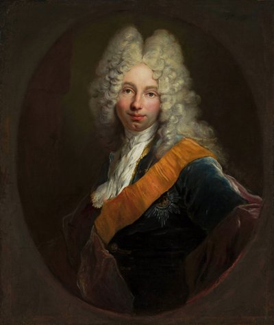 Polština:  Friedrich Wilhelm Kettler (1692-1711) (Portret mężczyzny w peruce i z orderem Czarnego Orła0 Friedrich Wilhelm Kettler (1692-1711) (Portrét muže v paruce s řádem Černého orla)) od Antoine Pesne
