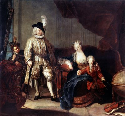 Portrét barona von Erlach s rodinou. Obraz Antoine Pesne (1683-1757), kolem roku 1710. Olej na plátně. Německé barokní umění. Muzeum Ermitáž, Petrohrad od Antoine Pesne