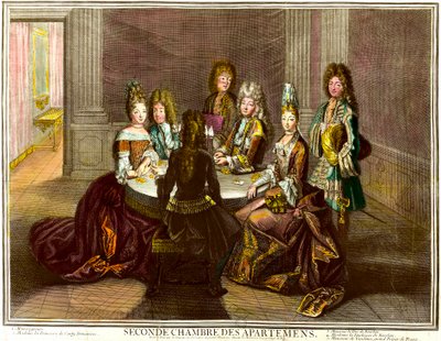 Nádvoří hrací karty ve druhé ložnici apartmánů Ludvíka XIV. rytina Antoina Trouvaina (1656-1708) od Antoine Trouvain