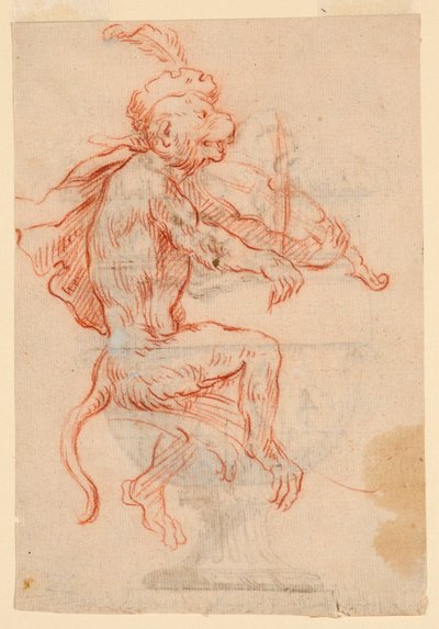 Opice hrající na housle od Antoine Watteau