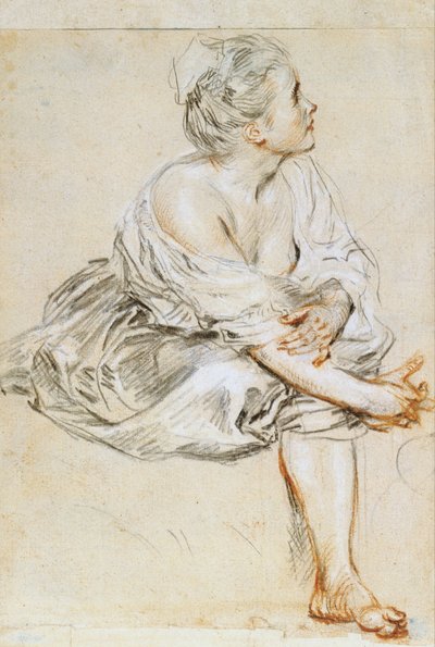 Sedící mladá žena od Antoine Watteau