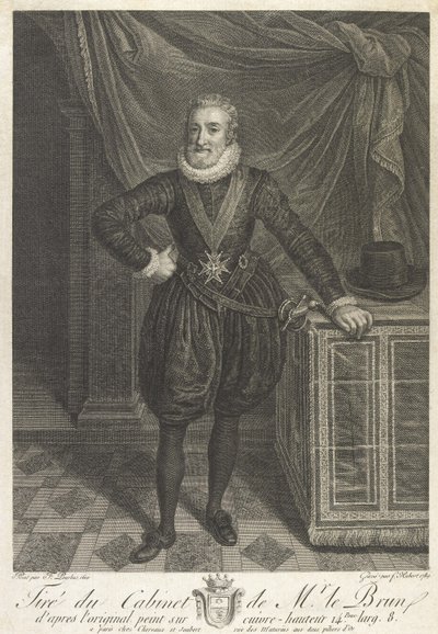 Portrét Jindřicha IV. v polovině délky (grafit na papíře) od Antoine de Marcenay de Ghuy