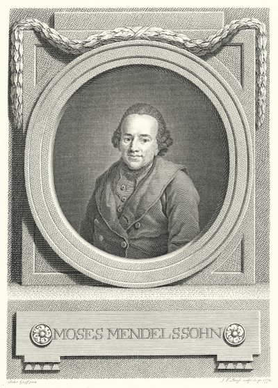 Moses Mendelssohn, německý židovský filozof (rytina) od Anton (after) Graff