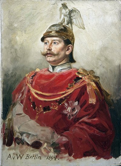 Guillaume II Portrét německého císaře Wilhelma II (1859-1941), pruského krále par Wernera, Antona von (1843-1915). Olej na kartonu, rozměr: 32x22,5 od Anton Alexander von Werner