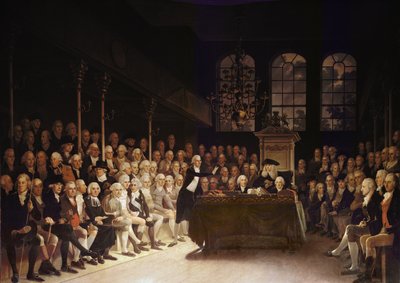 Projev Williama Pitta v Dolní sněmovně k vyhlášení válek Francii 1793 od Anton Hickel
