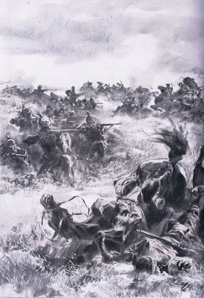 Porážka 14. ruské jezdecké brigády u Praszyszu, z hospody Ilustrované dějiny světové války 1914-1915. od Union Berlagsefellfchaft od Anton Hoffman