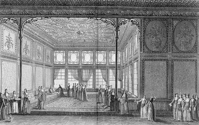 Interiér salonu v paláci Topkapi sultány Hadgeové, sestry Selima III od Anton Ignaz (after) Melling