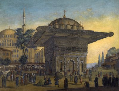 ""Pohled na fontánu Tophane (Top Hane), Istanbul, Turecko"" Malba Antoina Ignace Mellinga (1763-1831) 1819 Soukromá sbírka od Anton Ignaz Melling