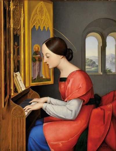 Svatá Cecílie Římská hrající na varhany - obraz Antona Josefa Dragera (Joseph Anton Draeger) (1794-1833) od Anton Josef Dräger