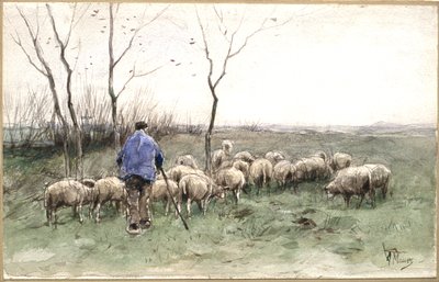 Pastýř a jeho stádo od Anton Mauve