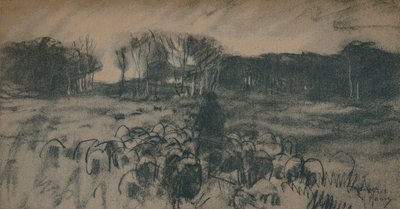 Náčrt pastýře a jeho stáda, 19. století od Anton Mauve