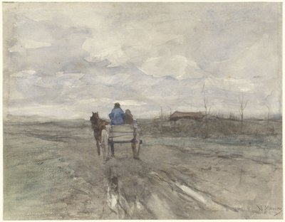 Farma vozík na venkovské cestě od Anton Mauve