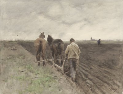 Farmář za pluhem od Anton Mauve