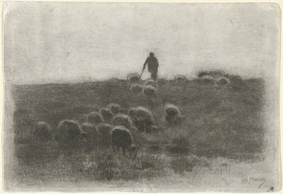 Pastýř se stádem ovcí od Anton Mauve